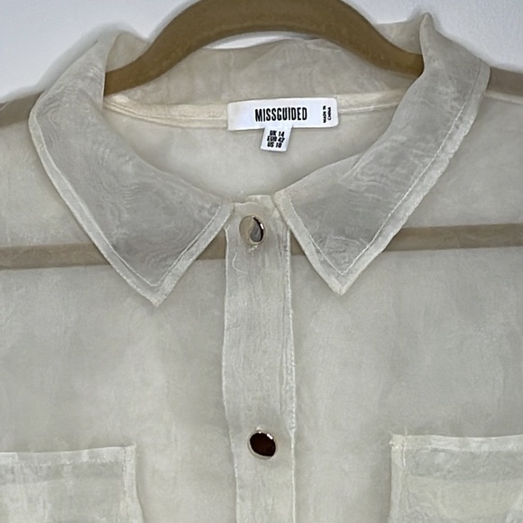 Missguided Sheer White Blouse - Picture 4 of 6